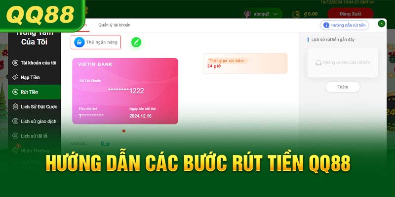 Bước đầu tiên để thực hiện quy trình rút tiền QQ88